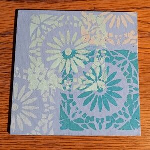 Mandala Abstract Layered Blues 5x5 Canvas Art in Soft Hues